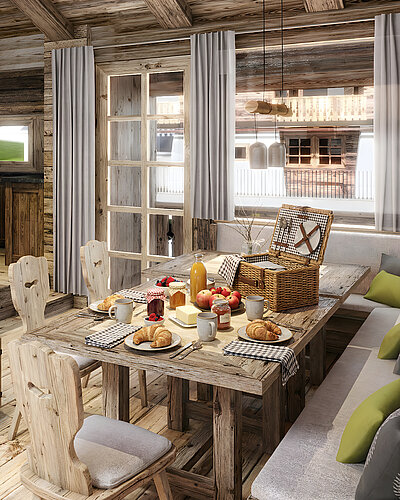 Abendessen im privaten Chalet - Gutsküche im Vermalagut Chaletdort Österreich