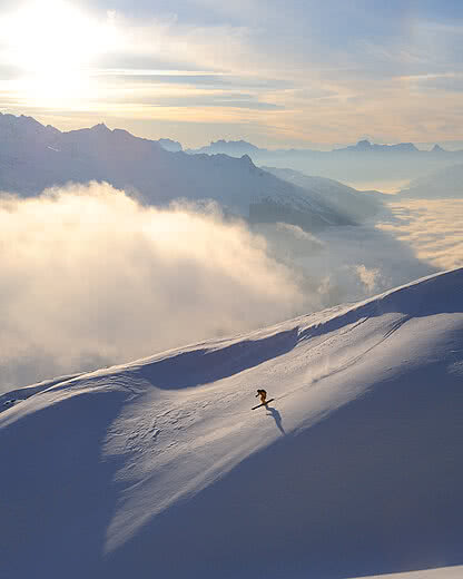 Skifahren Alpe Rauz/Arlberg, Blick ins Klotertal mit Rätikon
