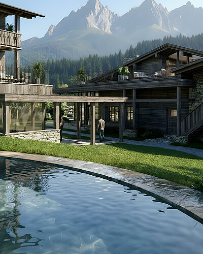 Chaletdorf mit Pool in Österreich.