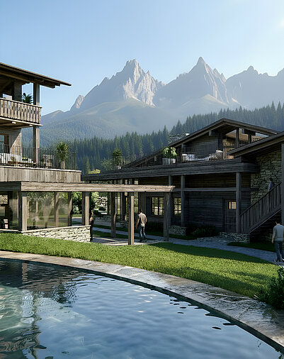 Chaletdorf mit Pool in Österreich.